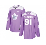 Youth Adidas Toronto Maple Leafs #91 John Tavares Purple Authentic Fights Cancer Stitched NHL Jersey