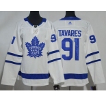Youth Adidas Toronto Maple Leafs #91 Tavares Authentic Royal White Home NHL Jersey