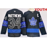 Youth Toronto Maple Leafs #34 Auston Matthews Black 2024-25 Stitched Jersey