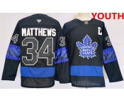 Youth Toronto Maple Leafs #34 Auston Matthews Black 2024-25 Stitched Jersey