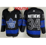 Youth Toronto Maple Leafs #34 Auston Matthews Black X Drew House Inside Out Stitched Jersey