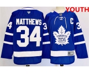 Youth Toronto Maple Leafs #34 Auston Matthews Blue 2024-25 Stitched Jersey