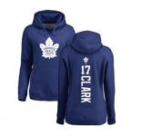 NHL Women Adidas Toronto Maple Leafs #17 Wendel Clark Royal Blue Backer Pullover Hoodie