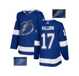 Men Adidas Tampa Bay Lightning #17 Alex Killorn Blue Home Authentic Fashion Gold Stitched NHL Jersey