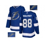 Men Adidas Tampa Bay Lightning #88 Andrei Vasilevskiy Blue Home Authentic Fashion Gold Stitched NHL Jersey