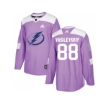 Men Adidas Tampa Bay Lightning #88 Andrei Vasilevskiy Purple Authentic Fights Cancer Stitched NHL Jersey