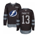 Men's Lightning #13 Cedric Paquette Black 1917-2017 100th Anniversary Stitched Hockey Jersey