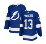 Men's Lightning #13 Cedric Paquette Blue Home Authentic Stitched Hockey Jersey