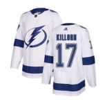 Men's Lightning #17 Alex Killorn White Road Authentic Stitched Hockey Jersey