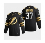 Men's Tampa Bay Lightning #37 Yanni Gourde Black Golden Edition Limited Stitched Hockey Jersey