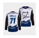 Men's Tampa Bay Lightning #71 Anthony Cirelli White 2022 Reverse Retro Stitched Jersey