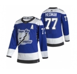 Men's Tampa Bay Lightning #77 Victor Hedman Blue 2020-21 Reverse Retro Alternate Hockey Jersey