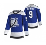 Men's Tampa Bay Lightning #9 Tyler Johnson Blue 2020-21 Reverse Retro Alternate Hockey Jersey