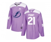 Youth Adidas Tampa Bay Lightning #21 Brayden Point Purple Authentic Fights Cancer Stitched NHL Jersey