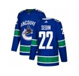 Adidas Vancouver Canucks #22 Daniel Sedin Blue Home Authentic Stitched NHL Jersey