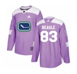 Adidas Vancouver Canucks #83 Jay Beagle Authentic Purple Fights Cancer Practice NHL Jersey