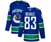 Adidas Vancouver Canucks #83 Jay Beagle Premier Blue Home NHL Jersey