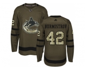 Men Adidas Vancouver Canucks #42 Alex Burmistrov Green Salute to Service Stitched NHL Jersey