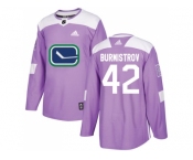 Men Adidas Vancouver Canucks #42 Alex Burmistrov Purple Authentic Fights Cancer Stitched NHL Jersey