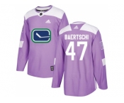 Men Adidas Vancouver Canucks #47 Sven Baertschi Purple Authentic Fights Cancer Stitched NHL Jersey