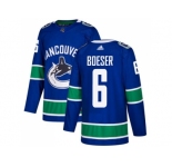 Men Adidas Vancouver Canucks #6 Brock Boeser Blue Home Authentic Stitched NHL Jersey
