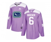 Men Adidas Vancouver Canucks #6 Brock Boeser Purple Authentic Fights Cancer Stitched NHL Jersey