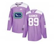 Men Adidas Vancouver Canucks #89 Sam Gagner Purple Authentic Fights Cancer Stitched NHL Jersey