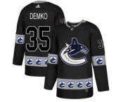 Men's Canucks #35 Thatcher Demko Black Authentic Team Logo Fashion Stitched Hockey Jersey