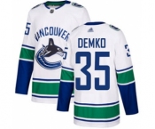 Men's Canucks #35 Thatcher Demko White Road Authentic Stitched Hockey Jersey