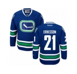 Men's Reebok Vancouver Canucks #21 Loui Eriksson Authentic Royal Blue Third NHL Jersey