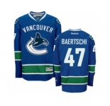 Men's Reebok Vancouver Canucks #47 Sven Baertschi Authentic Navy Blue Home NHL Jersey