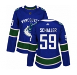 Women Adidas Vancouver Canucks #59 Tim Schaller Authentic Blue Home NHL Jersey