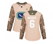 Women Adidas Vancouver Canucks #6 Brock Boeser Camo Authentic 2017 Veterans Day Stitched NHL Jersey