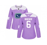 Women Adidas Vancouver Canucks #6 Brock Boeser Purple Authentic Fights Cancer Stitched NHL Jersey