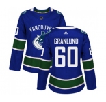 Women Adidas Vancouver Canucks #60 Markus Granlund Authentic Blue Home NHL Jersey