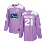 Youth Adidas Vancouver Canucks #21 Antoine Roussel Authentic Purple Fights Cancer Practice NHL Jersey