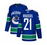 Youth Adidas Vancouver Canucks #21 Antoine Roussel Premier Blue Home NHL Jersey