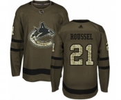 Youth Adidas Vancouver Canucks #21 Antoine Roussel Premier Green Salute to Service NHL Jersey