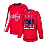 Adidas Washington Capitals #20 Lars Eller Authentic Red USA Flag Fashion NHL Jersey