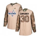 Adidas Washington Capitals #30 Ilya Samsonov Authentic Camo Veterans Day Practice NHL Jersey