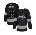 Adidas Washington Capitals #32 Dale Hunter Authentic Black Team Logo Fashion NHL Jersey