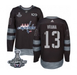 Men Adidas Washington Capitals #13 Jakub Vrana Authentic Black 1917-2017 100th Anniversary 2018 Stanley Cup Final Champions NHL Jersey