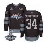 Men Adidas Washington Capitals #34 Jonas Siegenthaler Authentic Black 1917-2017 100th Anniversary 2018 Stanley Cup Final Champions NHL Jersey