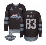 Men Adidas Washington Capitals #83 Jay Beagle Authentic Black 1917-2017 100th Anniversary 2018 Stanley Cup Final Champions NHL Jersey
