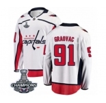 Men Washington Capitals #91 Tyler Graovac Fanatics Branded White Away Breakaway 2018 Stanley Cup Final Champions NHL Jersey