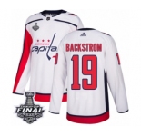 Men's Adidas Washington Capitals #19 Nicklas Backstrom Authentic White Away 2018 Stanley Cup Final NHL Jersey