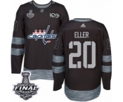 Men's Adidas Washington Capitals #20 Lars Eller Authentic Black 1917-2017 100th Anniversary 2018 Stanley Cup Final NHL Jersey