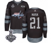Men's Adidas Washington Capitals #21 Dennis Maruk Authentic Black 1917-2017 100th Anniversary 2018 Stanley Cup Final NHL Jersey