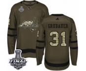 Men's Adidas Washington Capitals #31 Philipp Grubauer Authentic Green Salute to Service 2018 Stanley Cup Final NHL Jersey