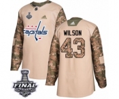 Men's Adidas Washington Capitals #43 Tom Wilson Authentic Camo Veterans Day Practice 2018 Stanley Cup Final NHL Jersey